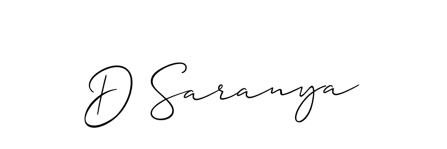 Also we have D Saranya name is the best signature style. Create professional handwritten signature collection using Allison_Script autograph style. D Saranya signature style 2 images and pictures png
