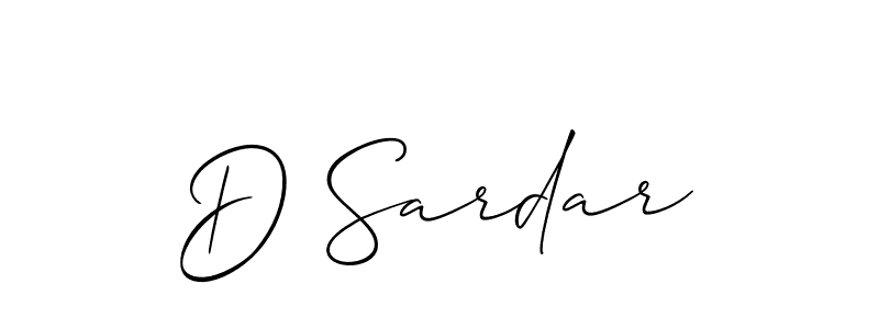 Use a signature maker to create a handwritten signature online. With this signature software, you can design (Allison_Script) your own signature for name D Sardar. D Sardar signature style 2 images and pictures png