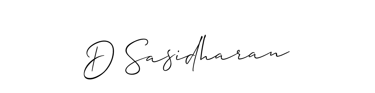 Also we have D Sasidharan name is the best signature style. Create professional handwritten signature collection using Allison_Script autograph style. D Sasidharan signature style 2 images and pictures png