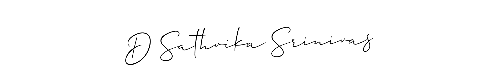 Use a signature maker to create a handwritten signature online. With this signature software, you can design (Allison_Script) your own signature for name D Sathvika Srinivas. D Sathvika Srinivas signature style 2 images and pictures png