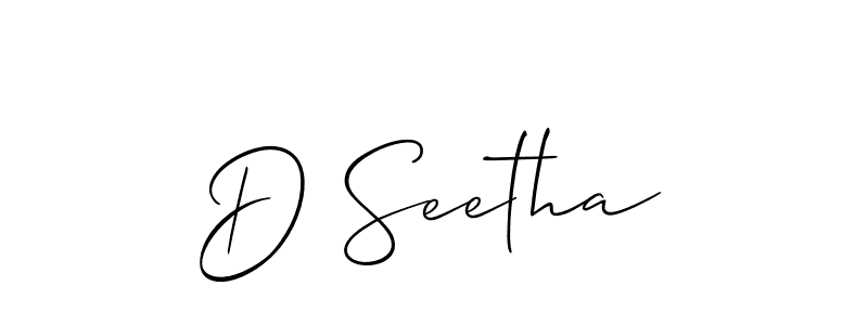 The best way (Allison_Script) to make a short signature is to pick only two or three words in your name. The name D Seetha include a total of six letters. For converting this name. D Seetha signature style 2 images and pictures png