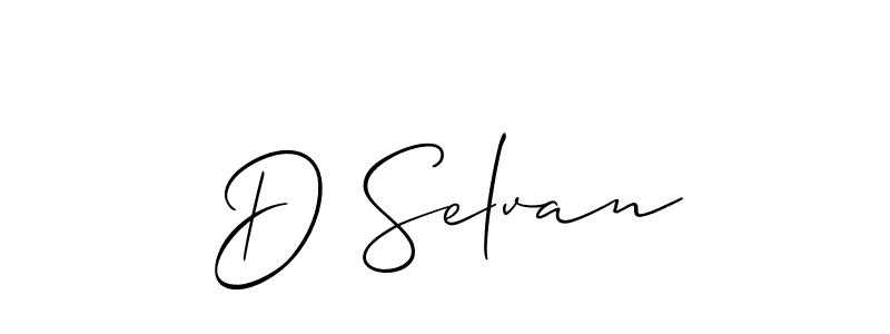 Similarly Allison_Script is the best handwritten signature design. Signature creator online .You can use it as an online autograph creator for name D Selvan. D Selvan signature style 2 images and pictures png