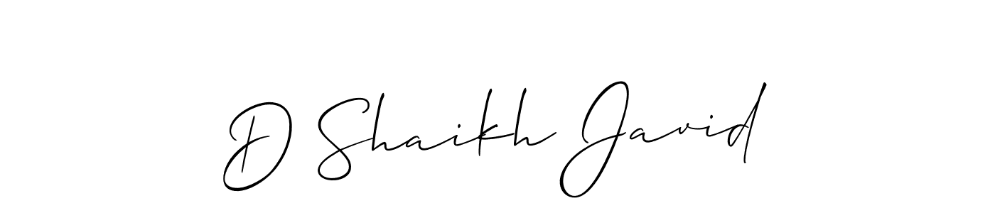 Use a signature maker to create a handwritten signature online. With this signature software, you can design (Allison_Script) your own signature for name D Shaikh Javid. D Shaikh Javid signature style 2 images and pictures png