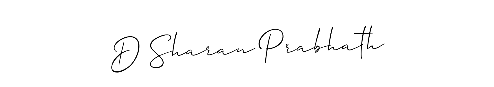 Make a short D Sharan Prabhath signature style. Manage your documents anywhere anytime using Allison_Script. Create and add eSignatures, submit forms, share and send files easily. D Sharan Prabhath signature style 2 images and pictures png