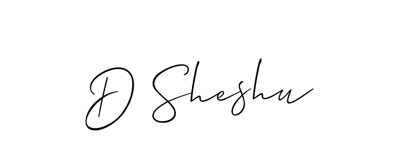 It looks lik you need a new signature style for name D Sheshu. Design unique handwritten (Allison_Script) signature with our free signature maker in just a few clicks. D Sheshu signature style 2 images and pictures png