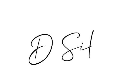 It looks lik you need a new signature style for name D Sil. Design unique handwritten (Allison_Script) signature with our free signature maker in just a few clicks. D Sil signature style 2 images and pictures png