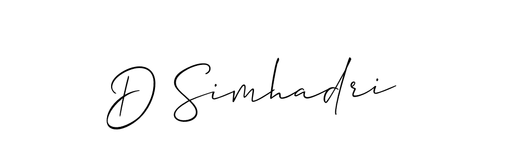 Design your own signature with our free online signature maker. With this signature software, you can create a handwritten (Allison_Script) signature for name D Simhadri. D Simhadri signature style 2 images and pictures png