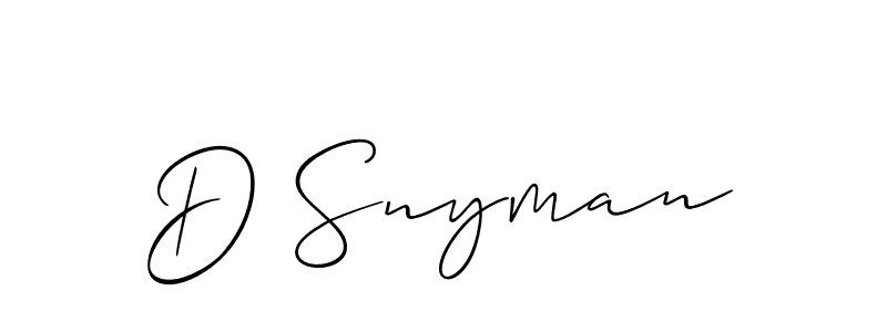 How to make D Snyman signature? Allison_Script is a professional autograph style. Create handwritten signature for D Snyman name. D Snyman signature style 2 images and pictures png