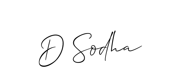 Design your own signature with our free online signature maker. With this signature software, you can create a handwritten (Allison_Script) signature for name D Sodha. D Sodha signature style 2 images and pictures png
