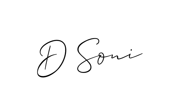 Design your own signature with our free online signature maker. With this signature software, you can create a handwritten (Allison_Script) signature for name D Soni. D Soni signature style 2 images and pictures png