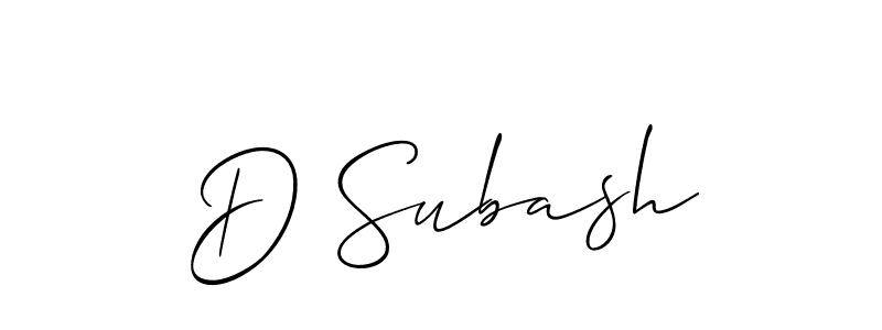 Make a beautiful signature design for name D Subash. With this signature (Allison_Script) style, you can create a handwritten signature for free. D Subash signature style 2 images and pictures png