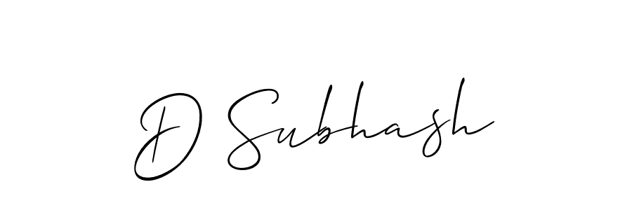 Use a signature maker to create a handwritten signature online. With this signature software, you can design (Allison_Script) your own signature for name D Subhash. D Subhash signature style 2 images and pictures png
