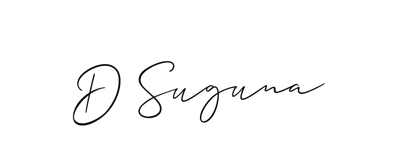You should practise on your own different ways (Allison_Script) to write your name (D Suguna) in signature. don't let someone else do it for you. D Suguna signature style 2 images and pictures png