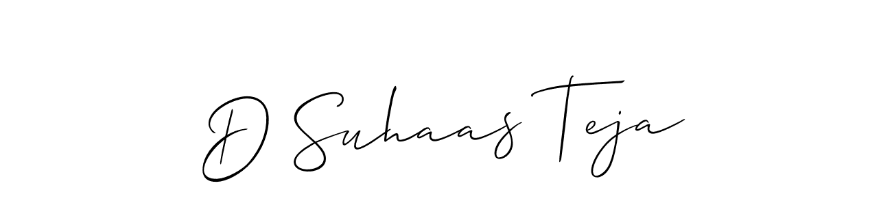 Use a signature maker to create a handwritten signature online. With this signature software, you can design (Allison_Script) your own signature for name D Suhaas Teja. D Suhaas Teja signature style 2 images and pictures png