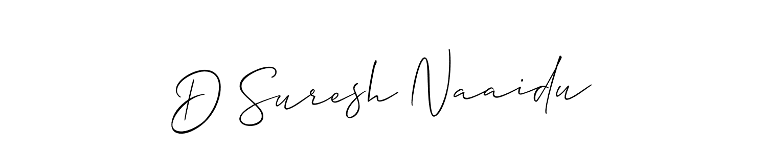 Use a signature maker to create a handwritten signature online. With this signature software, you can design (Allison_Script) your own signature for name D Suresh Naaidu. D Suresh Naaidu signature style 2 images and pictures png