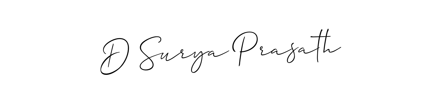 This is the best signature style for the D Surya Prasath name. Also you like these signature font (Allison_Script). Mix name signature. D Surya Prasath signature style 2 images and pictures png