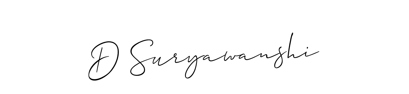 Use a signature maker to create a handwritten signature online. With this signature software, you can design (Allison_Script) your own signature for name D Suryawanshi. D Suryawanshi signature style 2 images and pictures png
