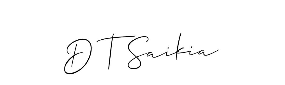 You should practise on your own different ways (Allison_Script) to write your name (D T Saikia) in signature. don't let someone else do it for you. D T Saikia signature style 2 images and pictures png