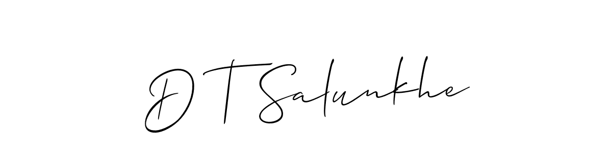 Use a signature maker to create a handwritten signature online. With this signature software, you can design (Allison_Script) your own signature for name D T Salunkhe. D T Salunkhe signature style 2 images and pictures png