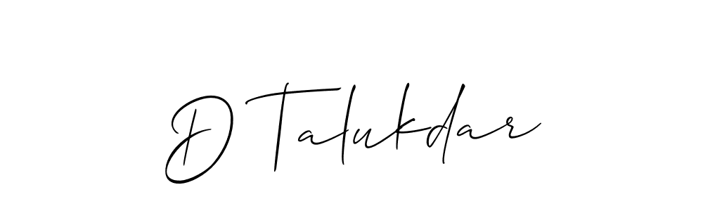 Create a beautiful signature design for name D Talukdar. With this signature (Allison_Script) fonts, you can make a handwritten signature for free. D Talukdar signature style 2 images and pictures png