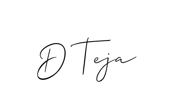 Also we have D Teja name is the best signature style. Create professional handwritten signature collection using Allison_Script autograph style. D Teja signature style 2 images and pictures png