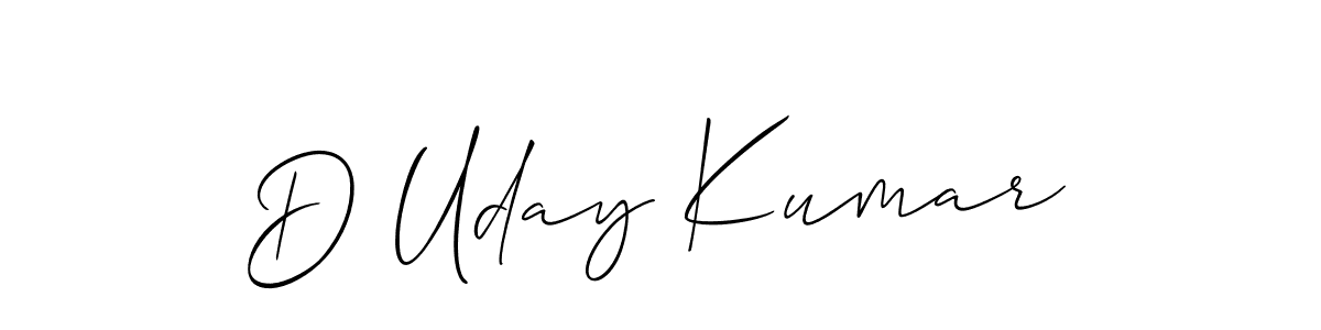 Use a signature maker to create a handwritten signature online. With this signature software, you can design (Allison_Script) your own signature for name D Uday Kumar. D Uday Kumar signature style 2 images and pictures png