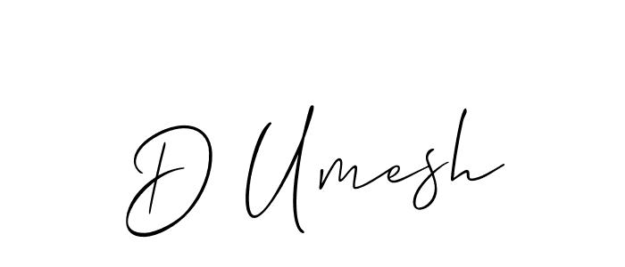 Make a beautiful signature design for name D Umesh. With this signature (Allison_Script) style, you can create a handwritten signature for free. D Umesh signature style 2 images and pictures png