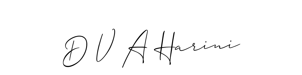 Similarly Allison_Script is the best handwritten signature design. Signature creator online .You can use it as an online autograph creator for name D V A Harini. D V A Harini signature style 2 images and pictures png