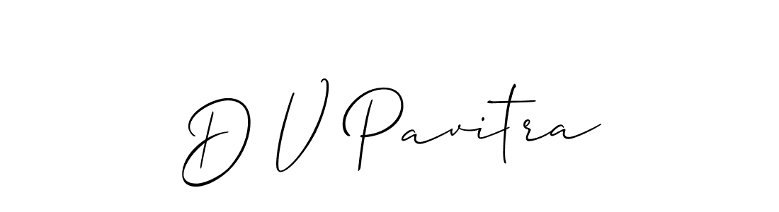 Allison_Script is a professional signature style that is perfect for those who want to add a touch of class to their signature. It is also a great choice for those who want to make their signature more unique. Get D V Pavitra name to fancy signature for free. D V Pavitra signature style 2 images and pictures png