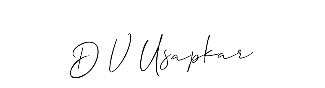 Make a short D V Usapkar signature style. Manage your documents anywhere anytime using Allison_Script. Create and add eSignatures, submit forms, share and send files easily. D V Usapkar signature style 2 images and pictures png