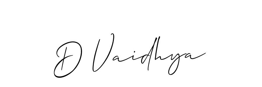 Allison_Script is a professional signature style that is perfect for those who want to add a touch of class to their signature. It is also a great choice for those who want to make their signature more unique. Get D Vaidhya name to fancy signature for free. D Vaidhya signature style 2 images and pictures png