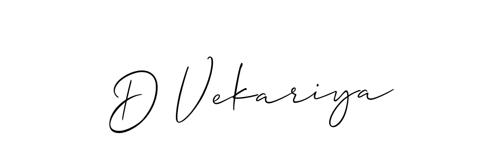 Check out images of Autograph of D Vekariya name. Actor D Vekariya Signature Style. Allison_Script is a professional sign style online. D Vekariya signature style 2 images and pictures png