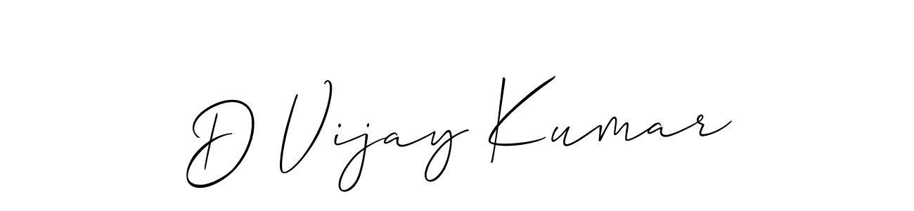 Use a signature maker to create a handwritten signature online. With this signature software, you can design (Allison_Script) your own signature for name D Vijay Kumar. D Vijay Kumar signature style 2 images and pictures png
