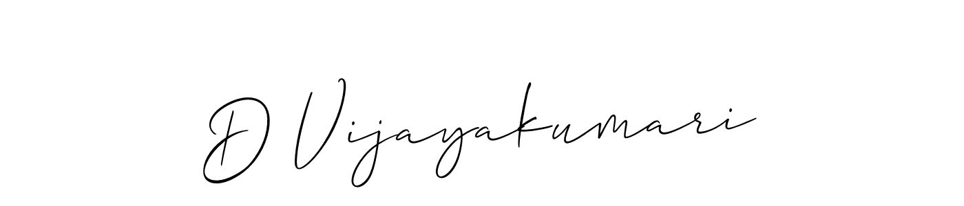 Also we have D Vijayakumari name is the best signature style. Create professional handwritten signature collection using Allison_Script autograph style. D Vijayakumari signature style 2 images and pictures png