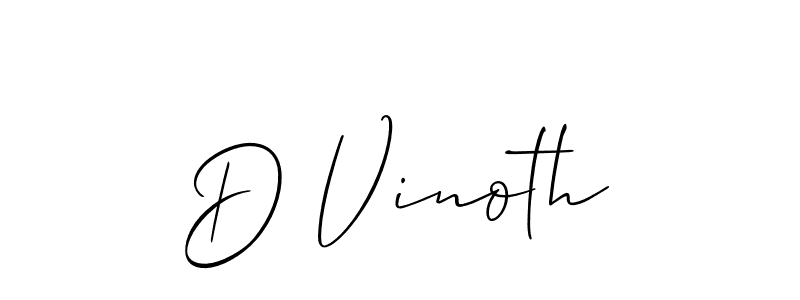 Use a signature maker to create a handwritten signature online. With this signature software, you can design (Allison_Script) your own signature for name D Vinoth. D Vinoth signature style 2 images and pictures png