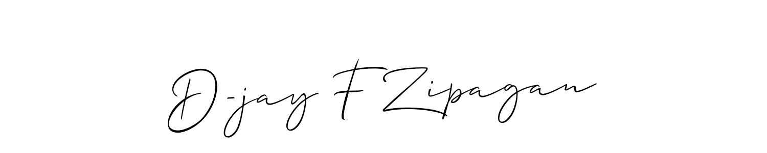 Allison_Script is a professional signature style that is perfect for those who want to add a touch of class to their signature. It is also a great choice for those who want to make their signature more unique. Get D-jay F Zipagan name to fancy signature for free. D-jay F Zipagan signature style 2 images and pictures png