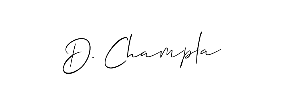 Check out images of Autograph of D. Champla name. Actor D. Champla Signature Style. Allison_Script is a professional sign style online. D. Champla signature style 2 images and pictures png