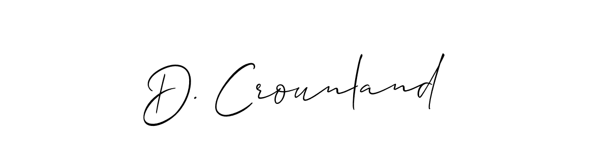 It looks lik you need a new signature style for name D. Crounland. Design unique handwritten (Allison_Script) signature with our free signature maker in just a few clicks. D. Crounland signature style 2 images and pictures png