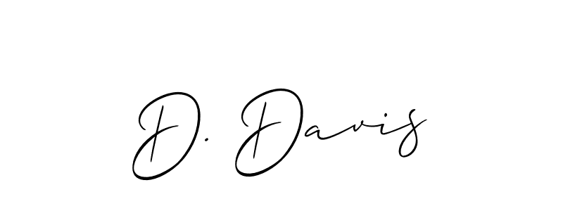 Design your own signature with our free online signature maker. With this signature software, you can create a handwritten (Allison_Script) signature for name D. Davis. D. Davis signature style 2 images and pictures png