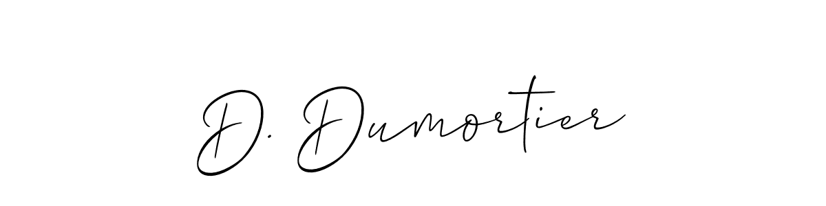 Use a signature maker to create a handwritten signature online. With this signature software, you can design (Allison_Script) your own signature for name D. Dumortier. D. Dumortier signature style 2 images and pictures png