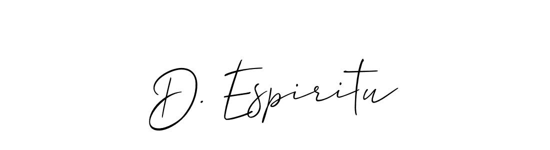 How to make D. Espiritu name signature. Use Allison_Script style for creating short signs online. This is the latest handwritten sign. D. Espiritu signature style 2 images and pictures png