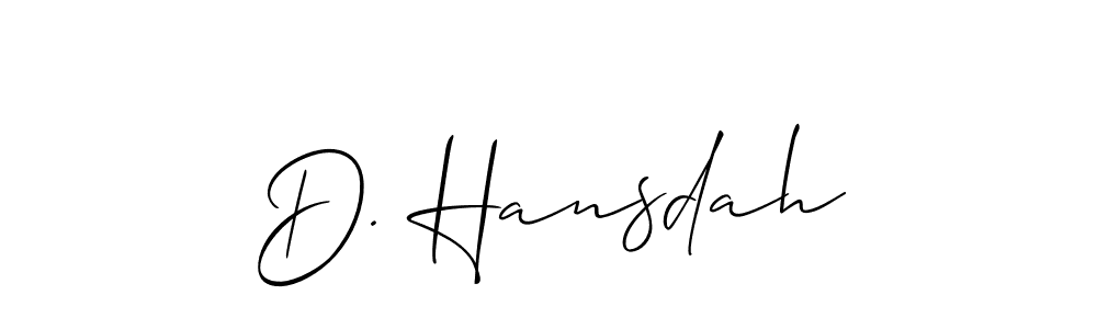 You should practise on your own different ways (Allison_Script) to write your name (D. Hansdah) in signature. don't let someone else do it for you. D. Hansdah signature style 2 images and pictures png
