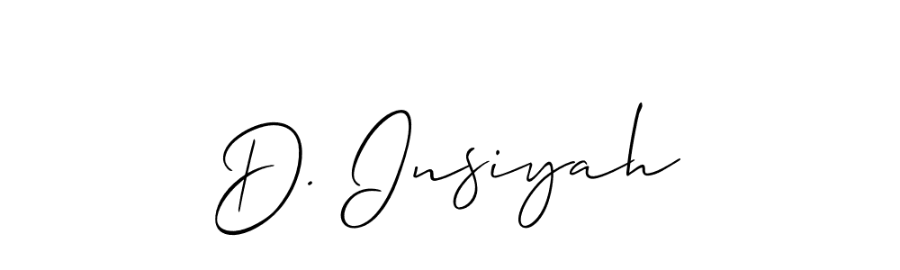 Use a signature maker to create a handwritten signature online. With this signature software, you can design (Allison_Script) your own signature for name D. Insiyah. D. Insiyah signature style 2 images and pictures png
