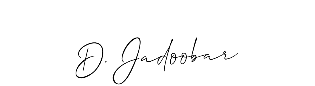 How to make D. Jadoobar name signature. Use Allison_Script style for creating short signs online. This is the latest handwritten sign. D. Jadoobar signature style 2 images and pictures png