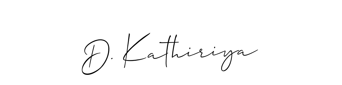 Also You can easily find your signature by using the search form. We will create D. Kathiriya name handwritten signature images for you free of cost using Allison_Script sign style. D. Kathiriya signature style 2 images and pictures png