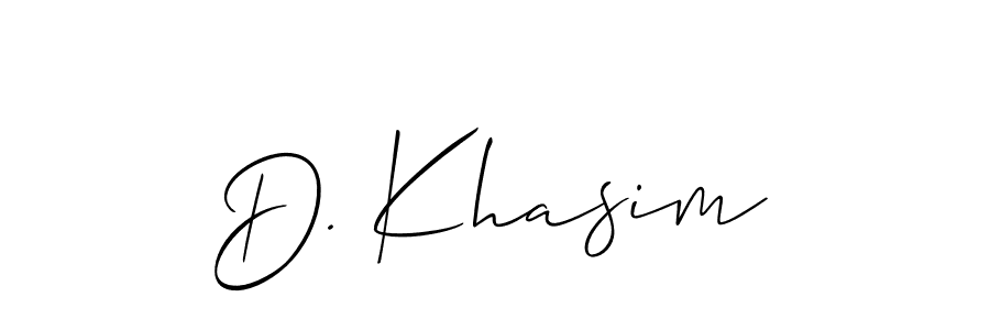 Also we have D. Khasim name is the best signature style. Create professional handwritten signature collection using Allison_Script autograph style. D. Khasim signature style 2 images and pictures png