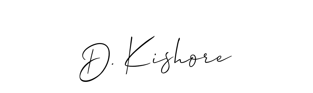 Make a short D. Kishore signature style. Manage your documents anywhere anytime using Allison_Script. Create and add eSignatures, submit forms, share and send files easily. D. Kishore signature style 2 images and pictures png