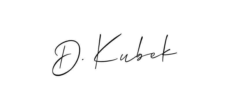 Design your own signature with our free online signature maker. With this signature software, you can create a handwritten (Allison_Script) signature for name D. Kubek. D. Kubek signature style 2 images and pictures png