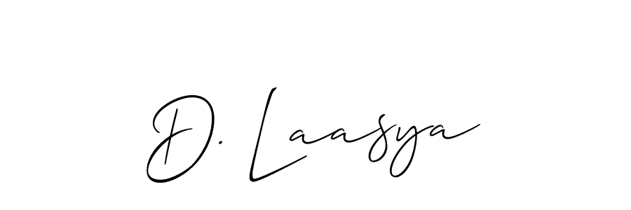 Design your own signature with our free online signature maker. With this signature software, you can create a handwritten (Allison_Script) signature for name D. Laasya. D. Laasya signature style 2 images and pictures png