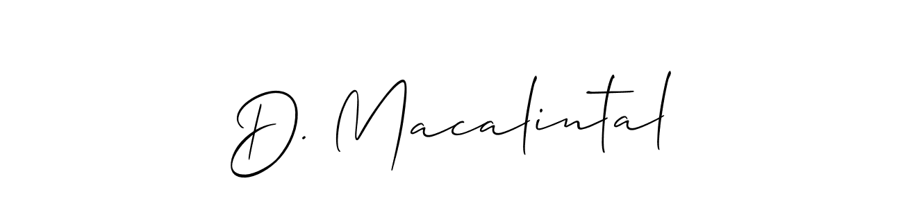 Make a beautiful signature design for name D. Macalintal. With this signature (Allison_Script) style, you can create a handwritten signature for free. D. Macalintal signature style 2 images and pictures png